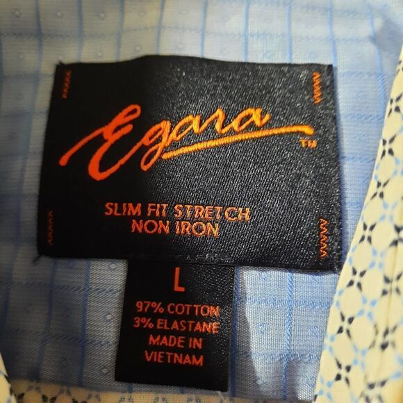 Egara Men's Shirt Size Large White with Black &‎ Blue Slim Fit - Picture 5 of 9